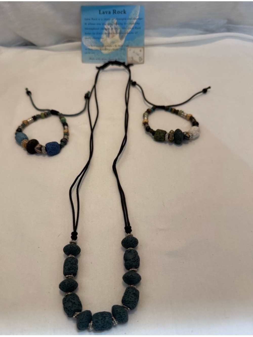 NWT Hawaiian Lava Rock Handmade Multi-Colored Necklace w/Two Matching Bracelets